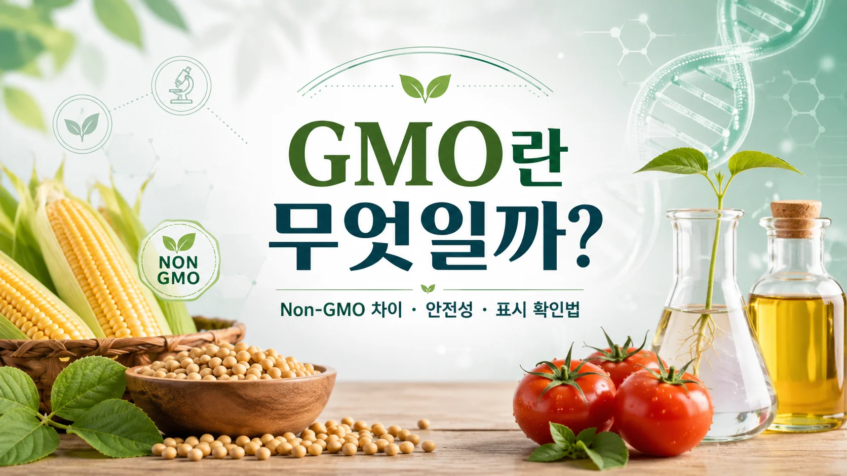 GMO란 무엇일까 Non-GMO 차이와 안전성 식품 표시 확인법 안내 이미지