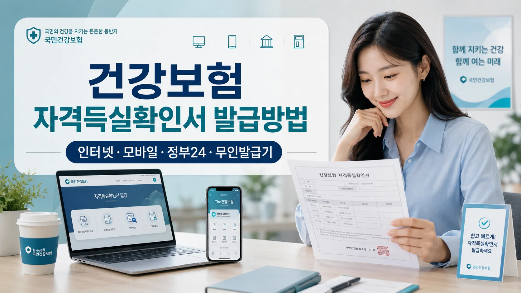 건강보험 자격득실확인서 인터넷 모바일 정부24 무인민원발급기 발급방법 안내