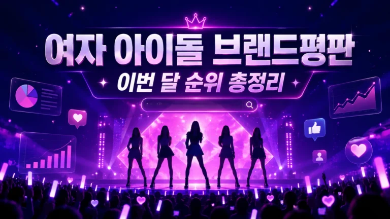여자 아이돌 브랜드평판 순위와 걸그룹 온라인 화제성을 정리한 이미지