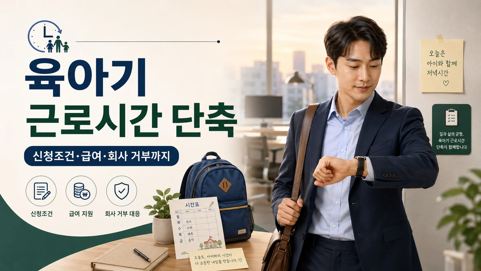 초등학생 부모를 위한 육아기 근로시간 단축 신청조건·급여·회사 거부 사유 안내 이미지