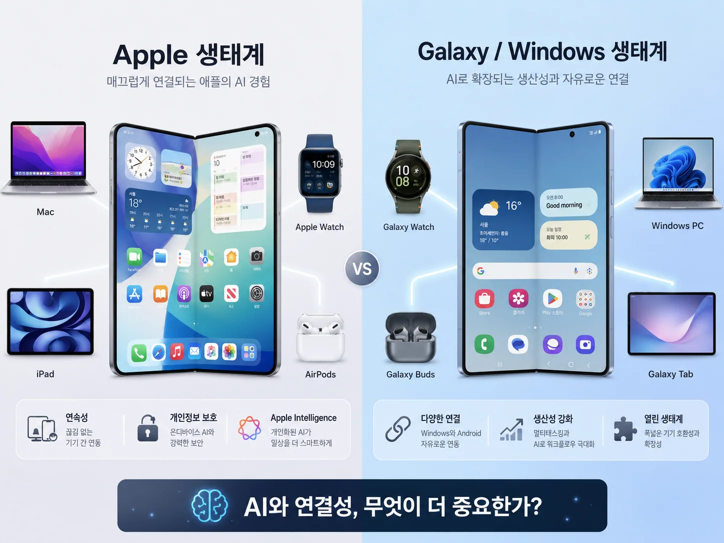 아이폰 폴드 vs 갤럭시 Z Fold8 비교를 위한 Apple과 Galaxy Windows AI 생태계 차이