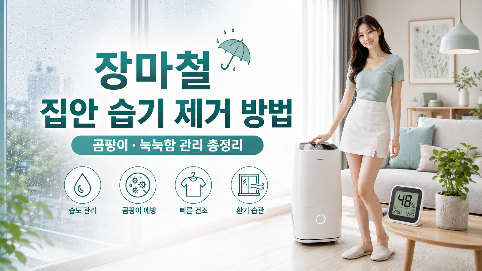 장마철 집안 습기 제거와 곰팡이 예방을 위한 제습기 및 실내 습도 관리 방법