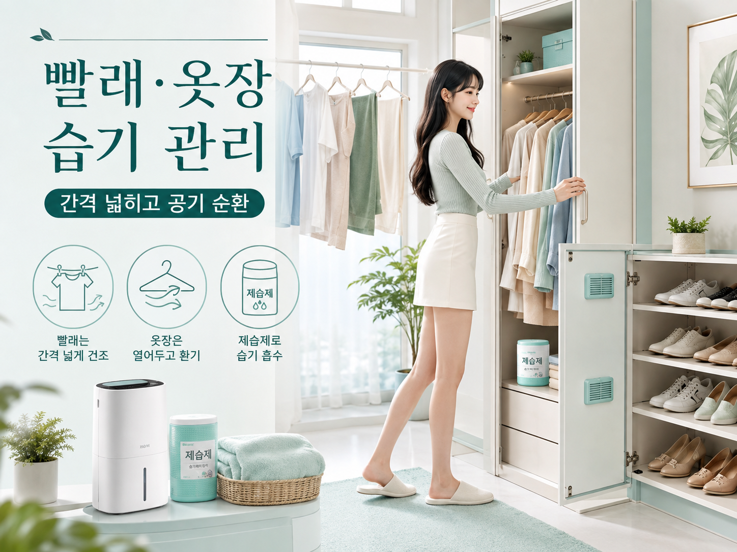 장마철 실내 빨래와 옷장 신발장 습기를 줄이기 위한 환기와 제습 관리 방법