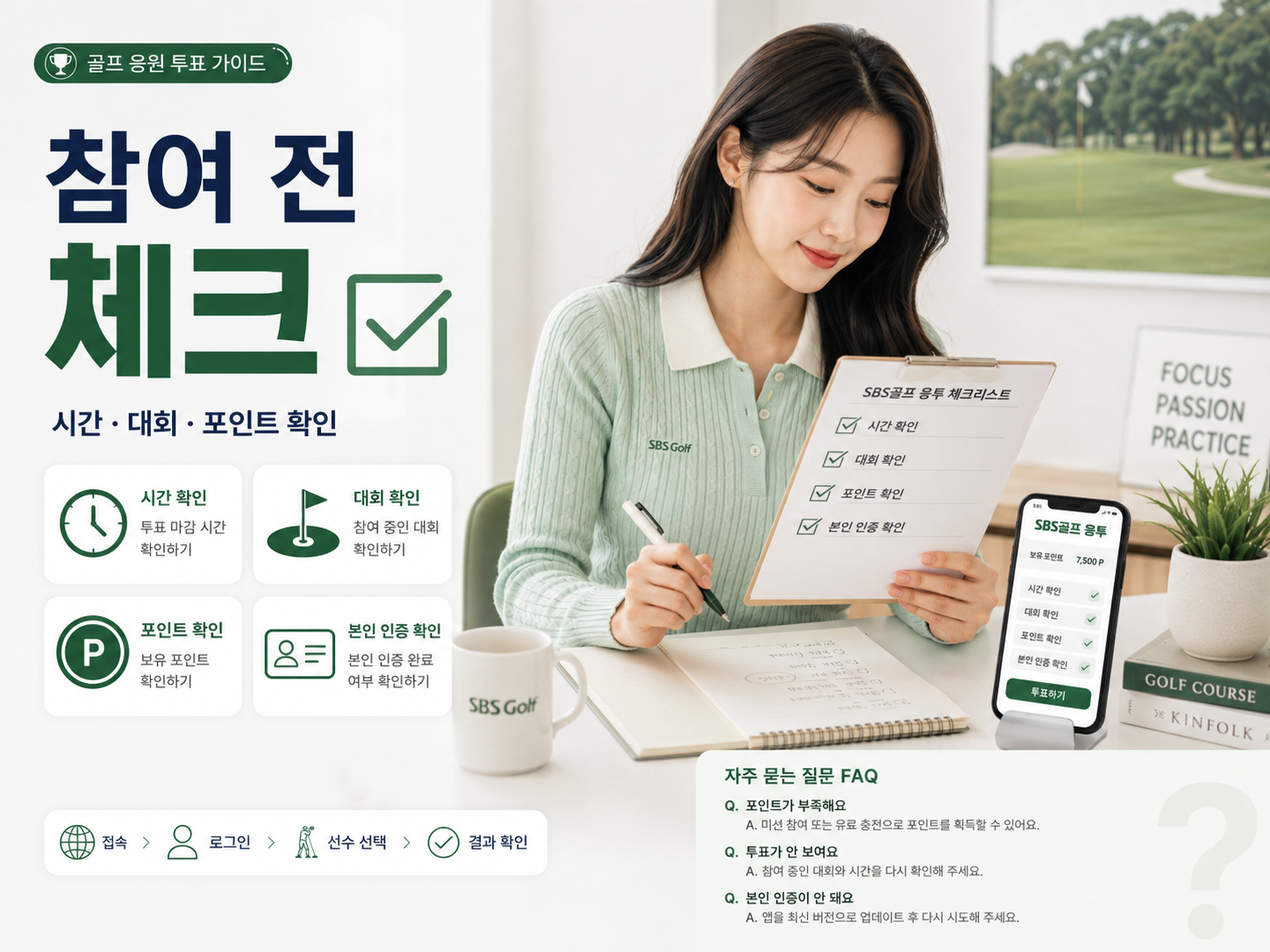 SBS골프 응투 참여 전 투표 시간 대회 라운드 포인트 본인인증을 확인하는 체크리스트