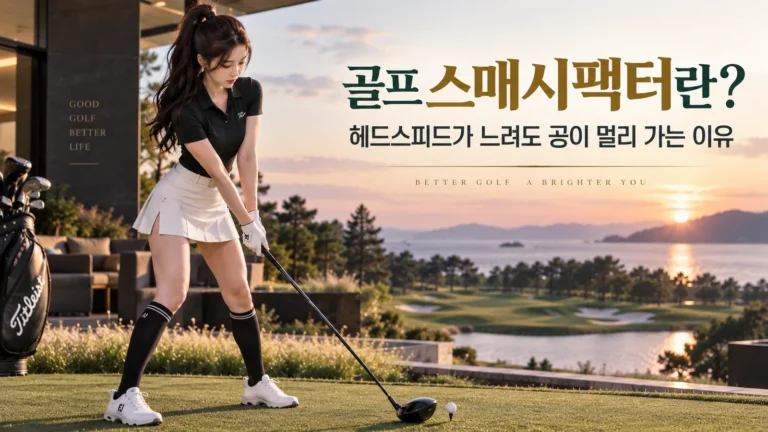 골프 스매시팩터와 헤드스피드의 관계를 설명하는 여성 골퍼 대표이미지