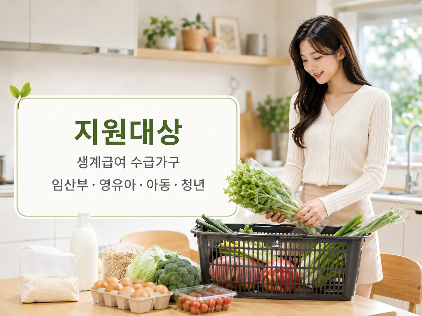 농식품바우처 지원대상 생계급여 수급가구 임산부 영유아 아동 청년 안내