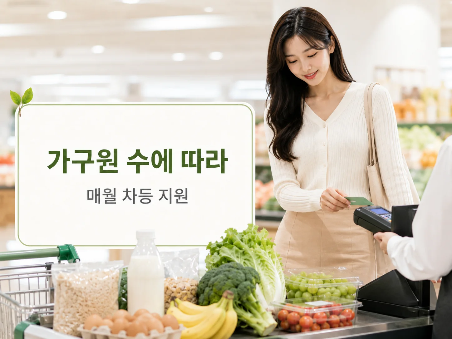 농식품바우처 가구원 수별 월 지원금액 차등 지원 안내