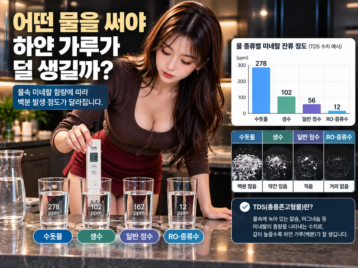 가습기 수돗물 생수 정수기 물 증류수 미네랄 비교