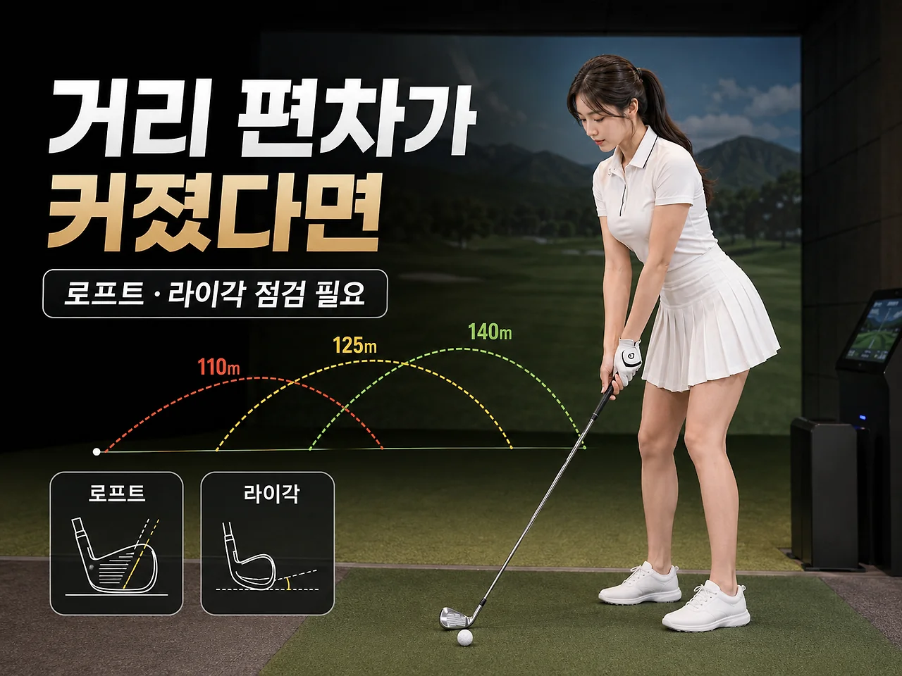 아이언 거리 편차와 로프트 라이각 점검 필요성을 설명하는 이미지