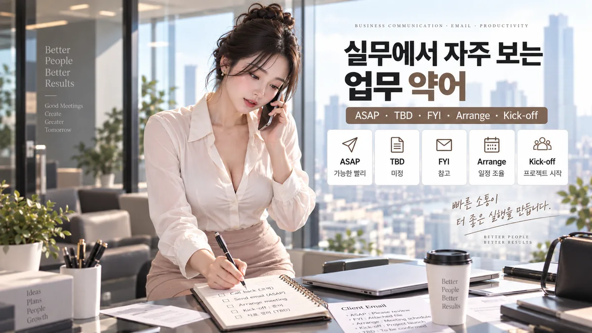 ASAP TBD FYI 등 업무 약어를 전화와 메모로 처리하는 직장인
