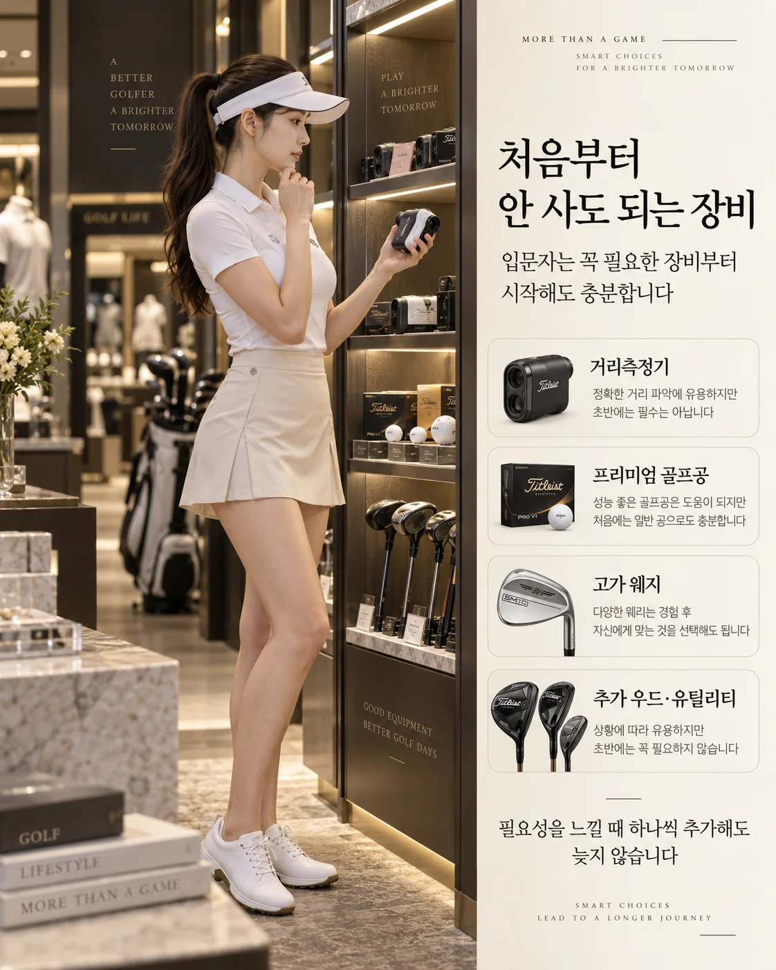 골프 초보자가 처음부터 구입하지 않아도 되는 거리측정기 프리미엄 골프공과 추가 클럽 이미지
