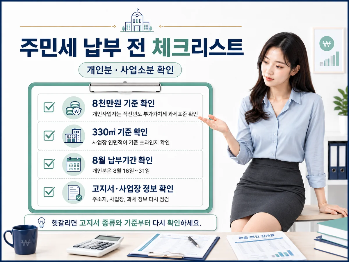 주민세 납부 전 8천만원 330제곱미터 납부기간 체크리스트