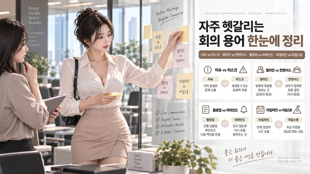 이슈 리스크 얼라인 컨센서스 팔로업 리마인드 차이를 포스트잇으로 정리하는 직장인