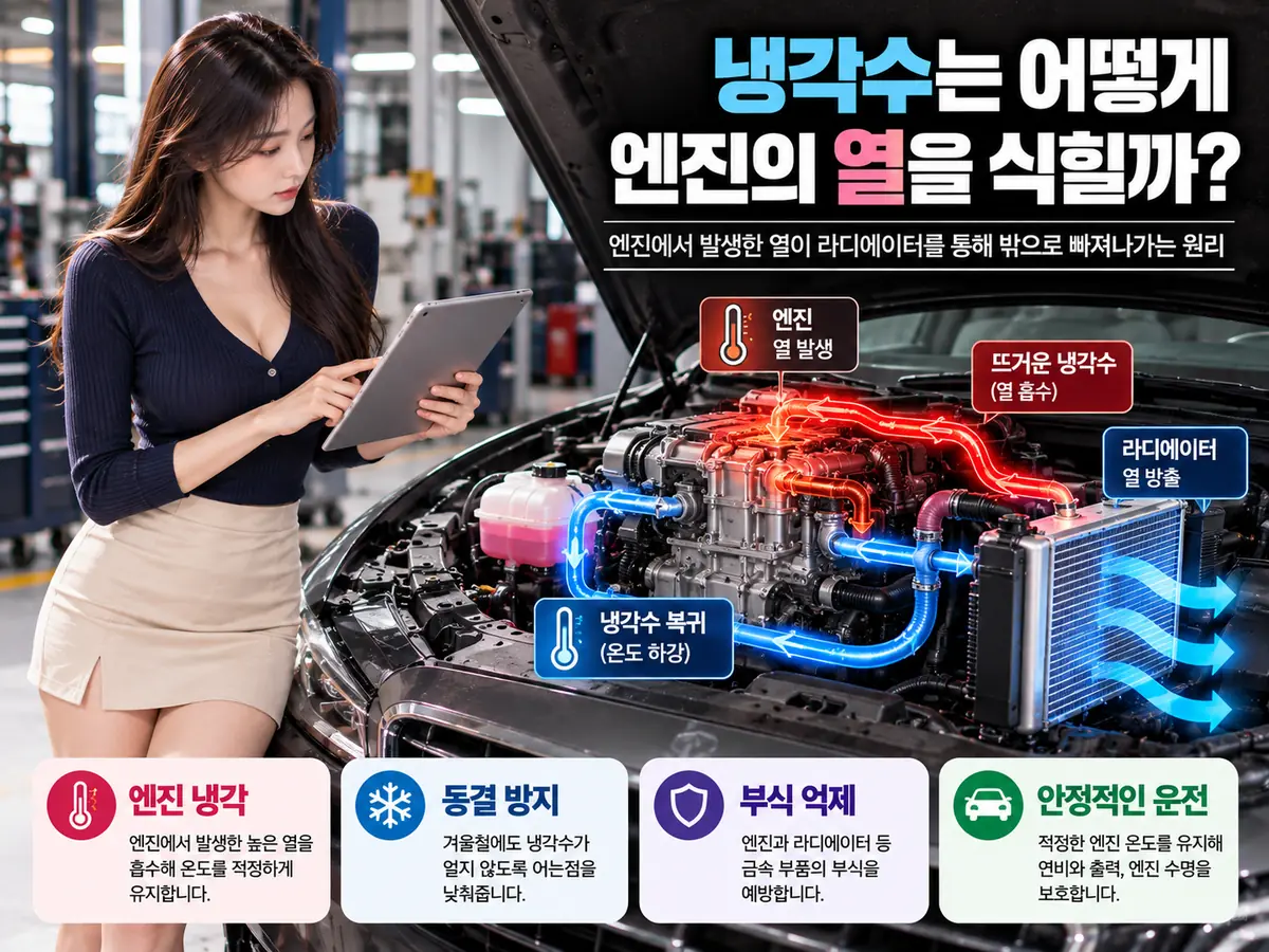 자동차 냉각수가 엔진 열을 라디에이터로 이동시키는 원리