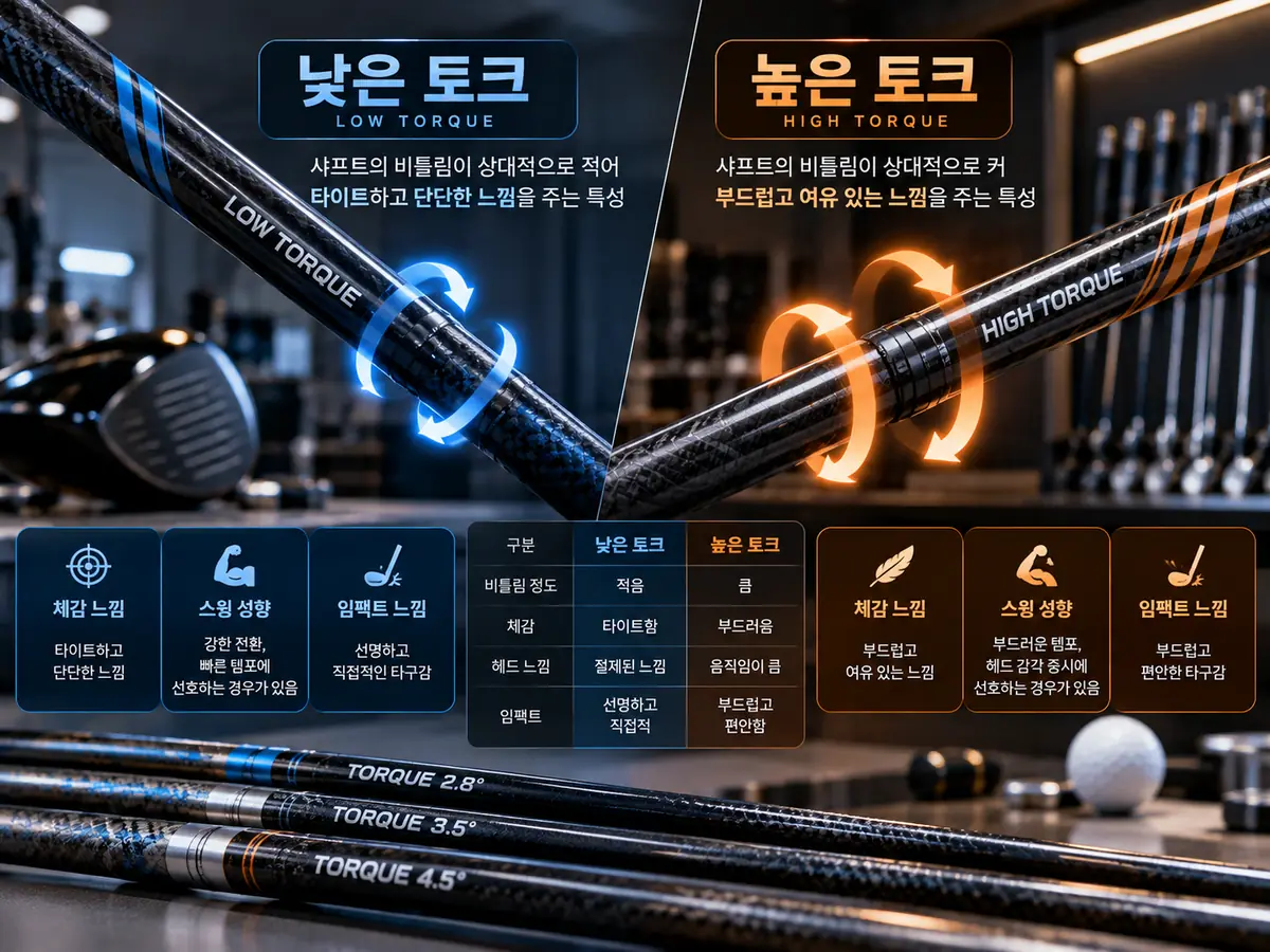 낮은 토크와 높은 토크 샤프트 체감 차이 비교