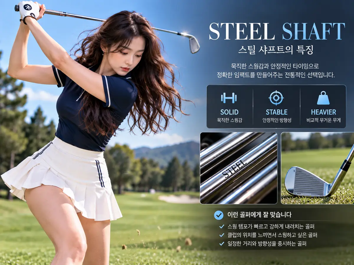 스틸 아이언 샤프트의 묵직한 스윙감과 안정적인 방향성