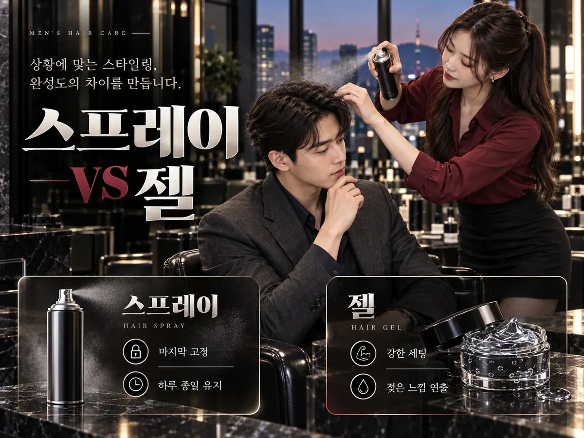 헤어스프레이와 젤의 고정 방식과 사용 차이