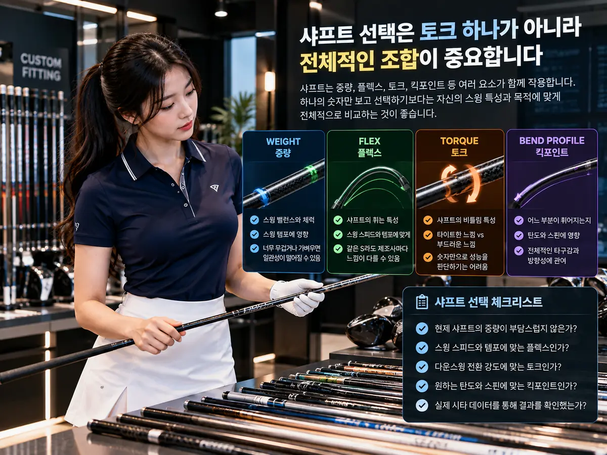 골프 샤프트 중량 플렉스 토크 벤드 프로파일 비교