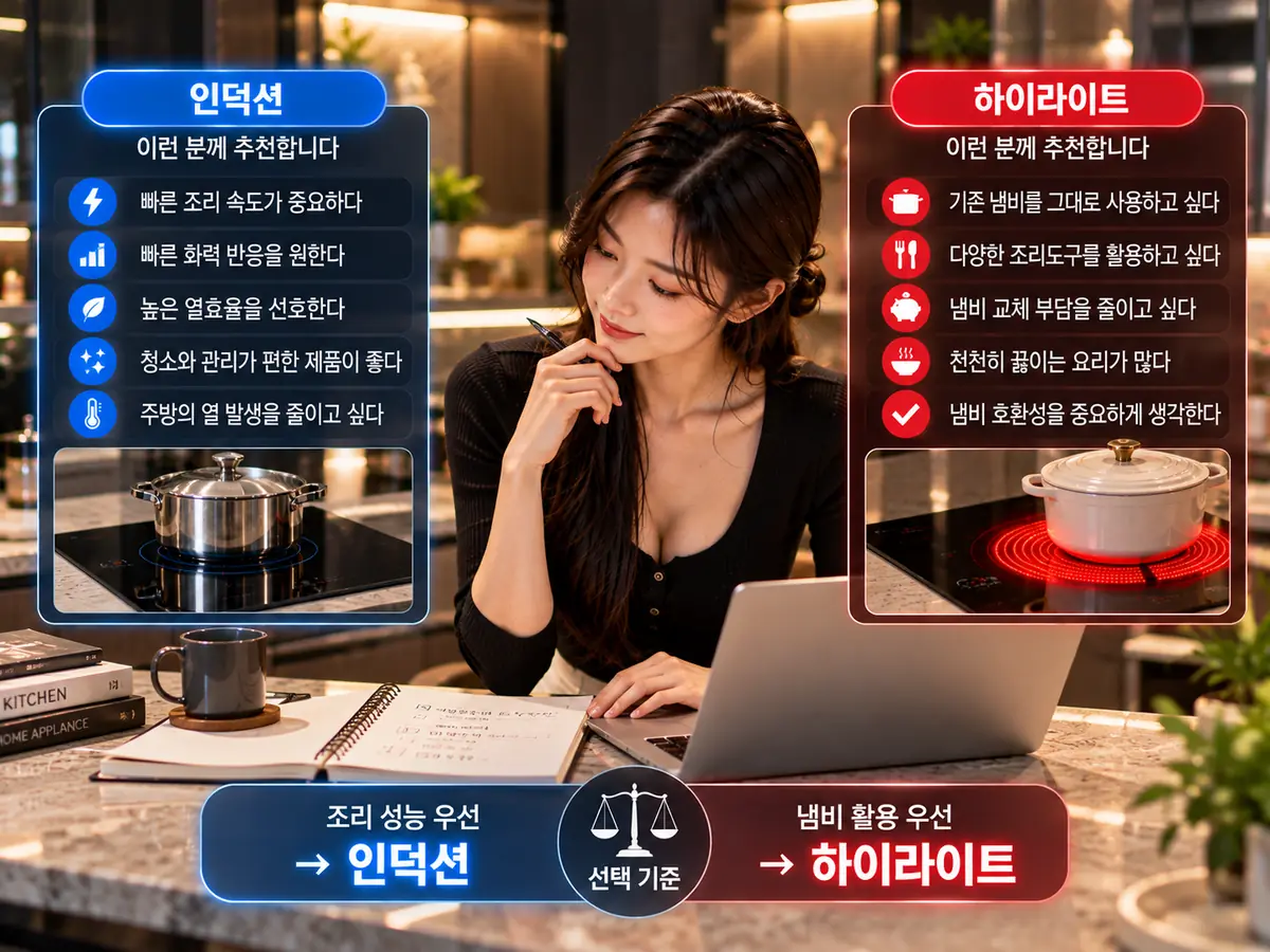 인덕션과 하이라이트 사용 환경별 선택 가이드